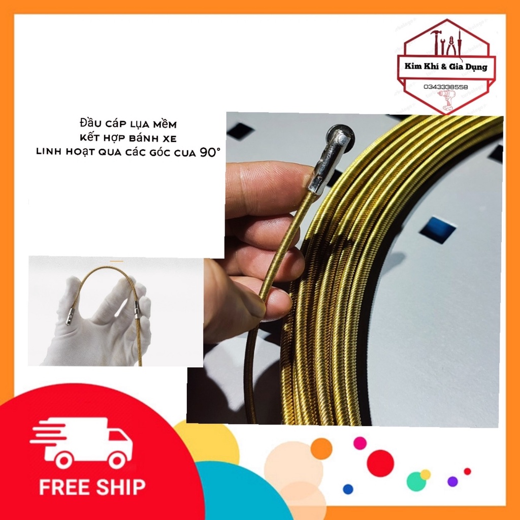 DÂY MỒI CÁP CAP luồn dây điện 4.0 🔥💥 TẶNG CÁP Thít 15K🔥💥 thép không gỉ cao cấp, bánh xe siêu nhỏ,đầu cáp lua linh hoạt