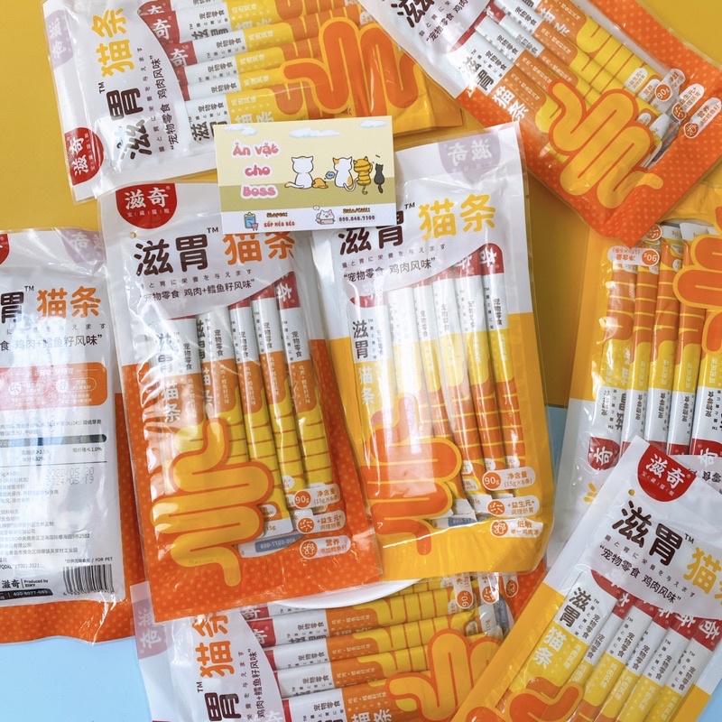 Súp thưởng cho Mèo Ziiky Hải sản nướng gói 6 thanh mix 3 vị [ Tiêu hoá tốt, hấp dẫn Boss kén ăn ]
