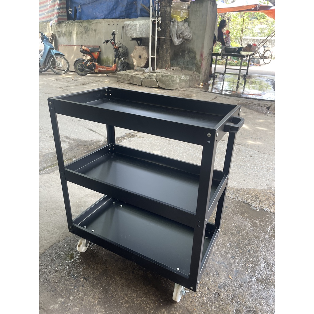 Xe đẩy dụng cụ, đồ nghề 3 tầng có hệ thống bánh xe xoay 360 độ, dễ dàng di chuyển( giá xưởng)