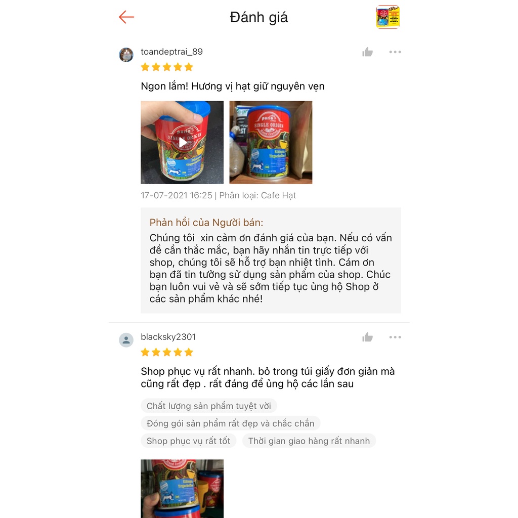 Cà phê hạt bột cao cấp nguyên chất rang mộc hiệu Purio Coffee phù hợp cafe pha phin, pha máy, coldbrew gu việt gu tây