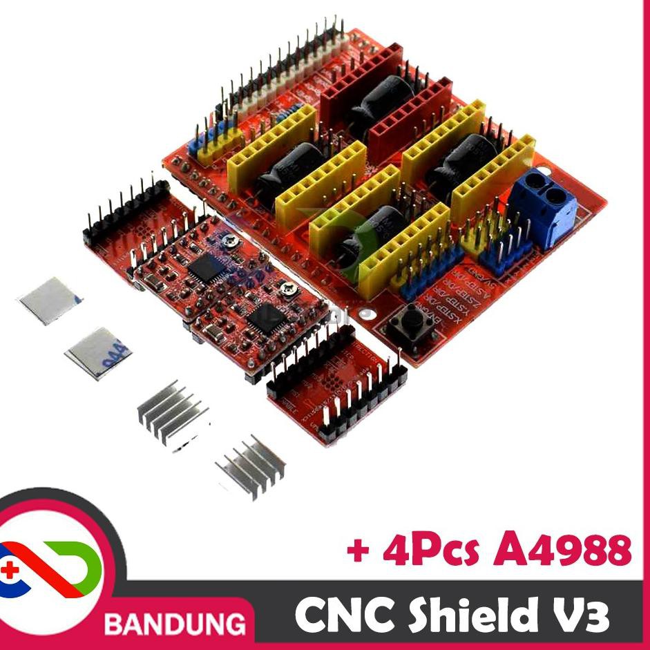 Bảng Mạch Điều Khiển Máy In 3d Miliki Also.. Cnc Shield V3 + Mô Đun 4cs A4988 Ny7