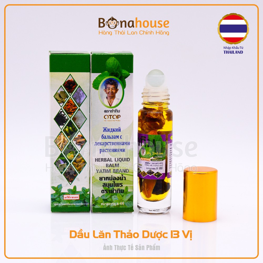 Dầu Nóng Ngâm Thảo Dược OTOP Yatim Brand 13 Vị Thái Lan 8ml