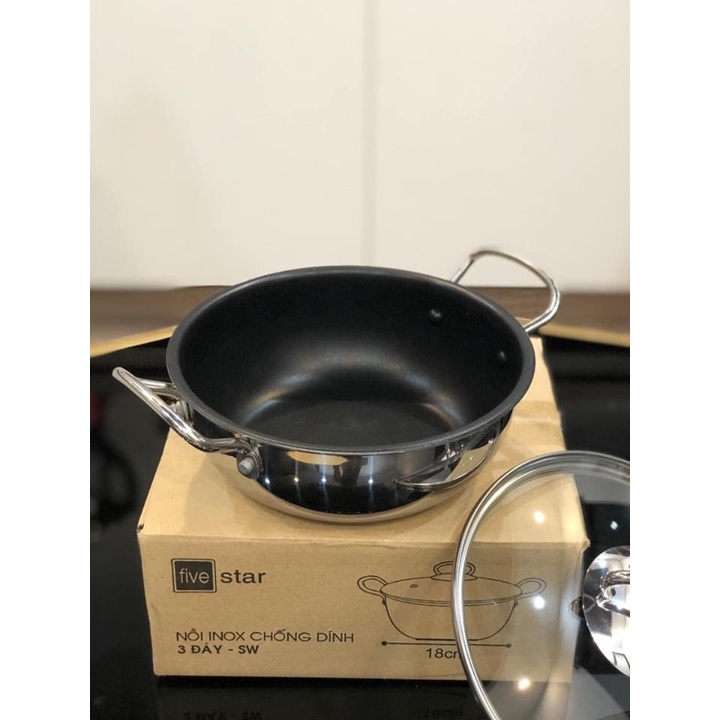 NỒI KHO CÁ INOX 3 ĐÁY CHỐNG DÍNH FIVESTAR 18CM/20 CM /22 CM – DÙNG MỌI LOẠI BẾP (KỂ CẢ BẾP TỪ) - BẢO HÀNH 5 NĂM