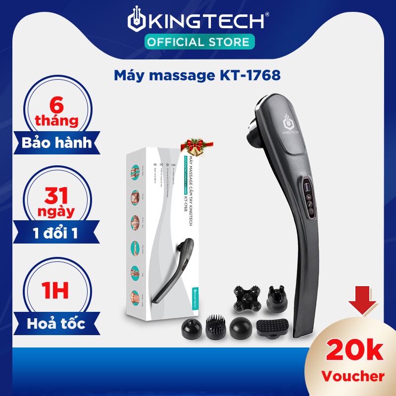 Máy Massage Cầm Tay Đa Năng KINGTECH KT-1768 - Máy Đấm Lưng 6 Đầu, Pin Sạc, Matxa Cổ Vai Gáy, Chân Tay Bụng - BH 6 Tháng
