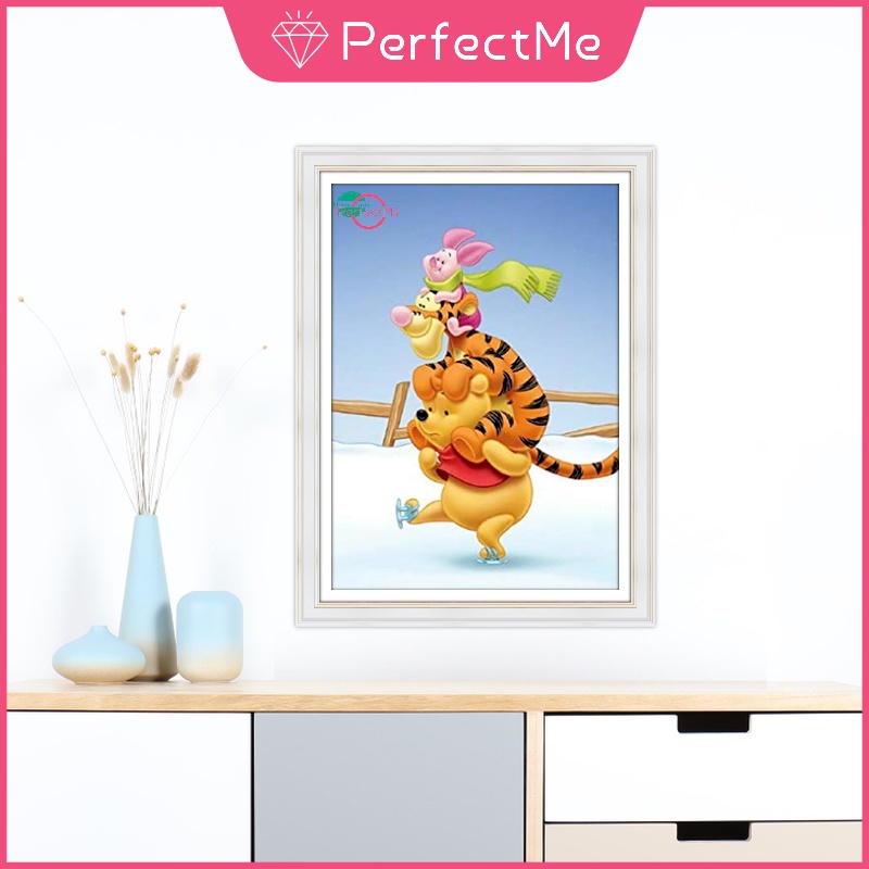 Bộ tranh đính đá 5D tự làm hình Winnie the Pooh kích thước 30x40cm độc đáo