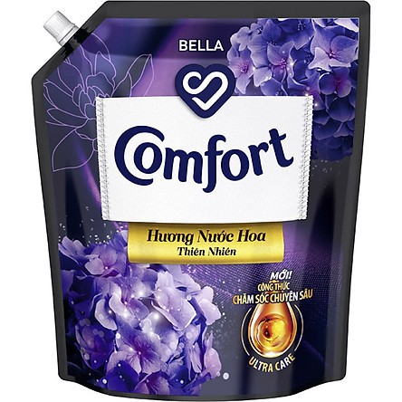 Nước Xả Làm Mềm Vải Comfort Chăm Sóc Chuyên Sâu Hương Nước Hoa Thiên Nhiên Bella Túi 1,8L