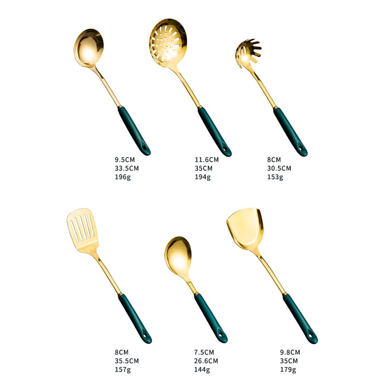 Set đồ nấu ăn 6 món mạ vàng cao cấp cho các  mẹ ( mua cả set tặng giá treo cao cấp )