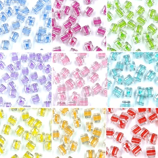Bộ 20 hạt vuông 8mm bằng acrylic trong suốt dùng làm trang sức diy