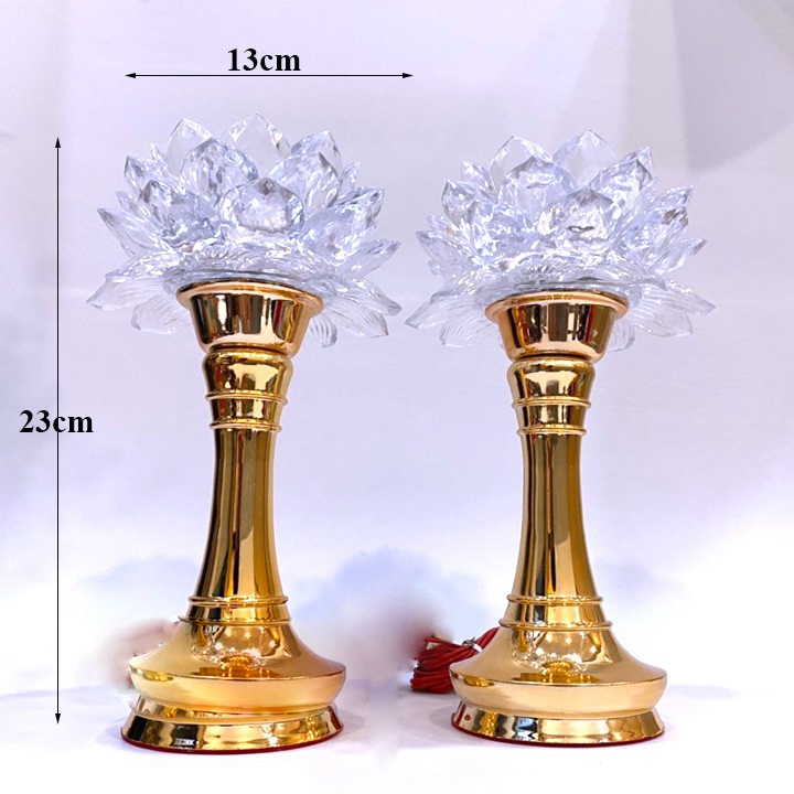 Bộ 2 đèn thờ cúng hoa sen LX04 , đèn để bàn thờ, đèn hoa sen