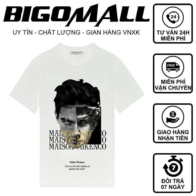 Áo thun tay lỡ Pablo Mặt Chàng Trai BIGOMALL - Áo phông nam nữ unisex form rộng 65kg