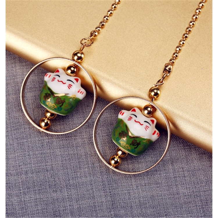 Dây Treo Trang Trí Xe Hơi Hình Mèo May Mắn Dễ Thương Sáng Tạo