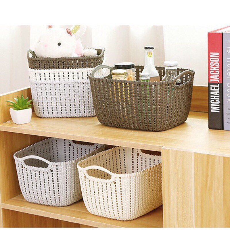 Rổ nhựa giả mây đa năng 20x13x11 cm