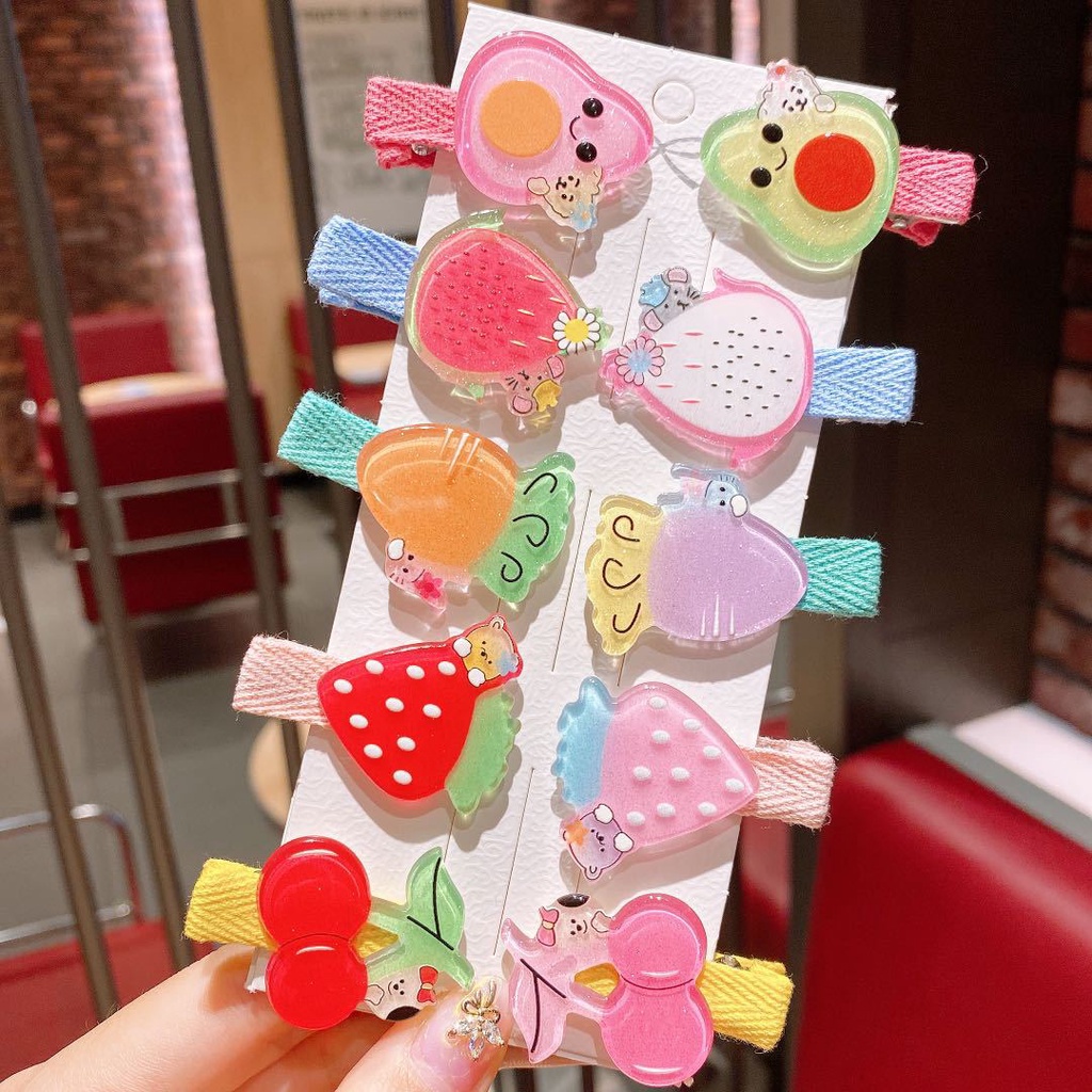 Kẹp tóc vải họa tiết hoạt hình xinh xắn tùy chọn cho bé gái