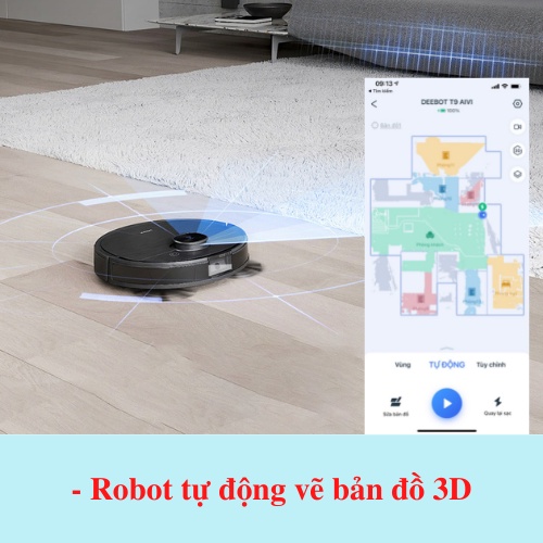 Robot Hút Bụi Lau Nhà Ecovacs DEEBOT T9 AIVI - Lực Hút Mạnh Mẽ 3000pa -  Robot Tỏa Hương Thơm Thông Minh APP TIẾNG VIỆT