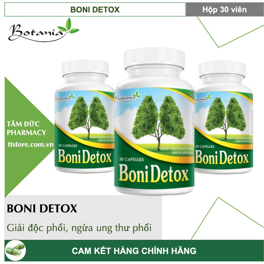 BONIDETOX (Hộp 30 viên) - Viên uống giải độc phổi Botania [Boni detox, cai thuốc lá, bổ phổi]