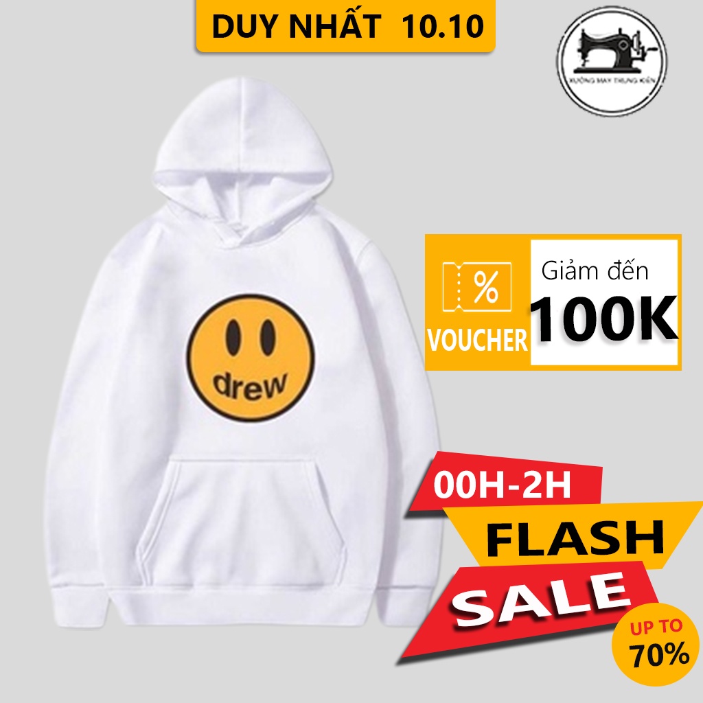 Áo Hoodie In Hình Mặt Cười Drew, Áo Thu Đông Nam Nữ Chất Nỉ Bông Hàn Dày Dặn - Mã TD70 [ Shop Bán Sỉ ]