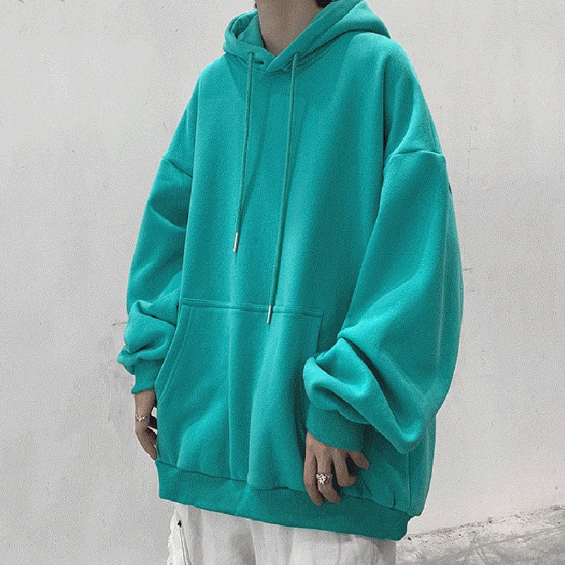 Áo hoodie Ielgy chui đầu dáng rộng màu trơn trẻ trung hợp thời trang