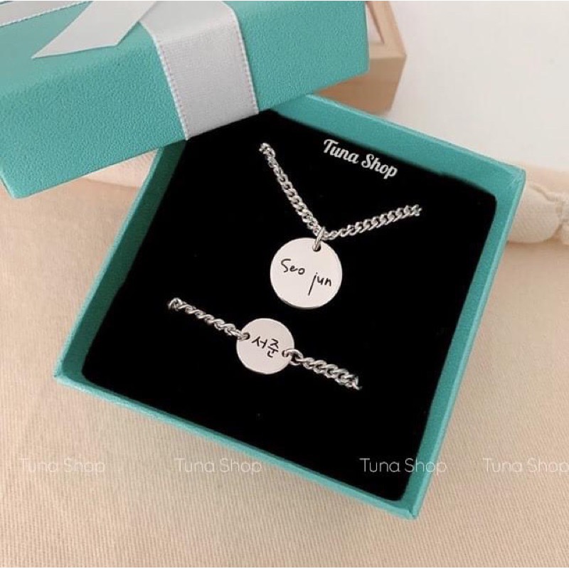 Vòng tay bạc em bé hàng thiết kế, Lắc bạc cho bé được khắc chữ theo yêu cầu  TUNA SILVER Trang sức bạc