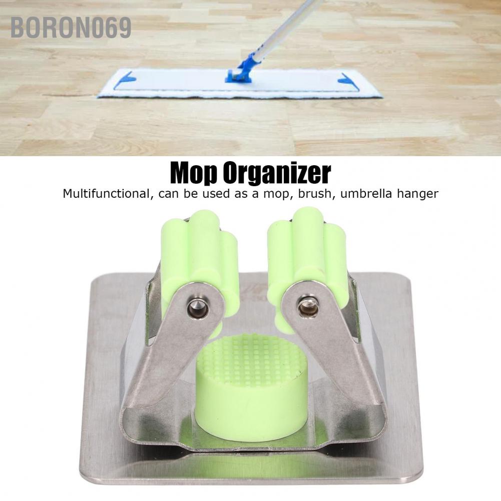 Boron069 Mop Holder Wall Mounted Modern Simple Design Multifunctional Green Rack Bathroom Supplies