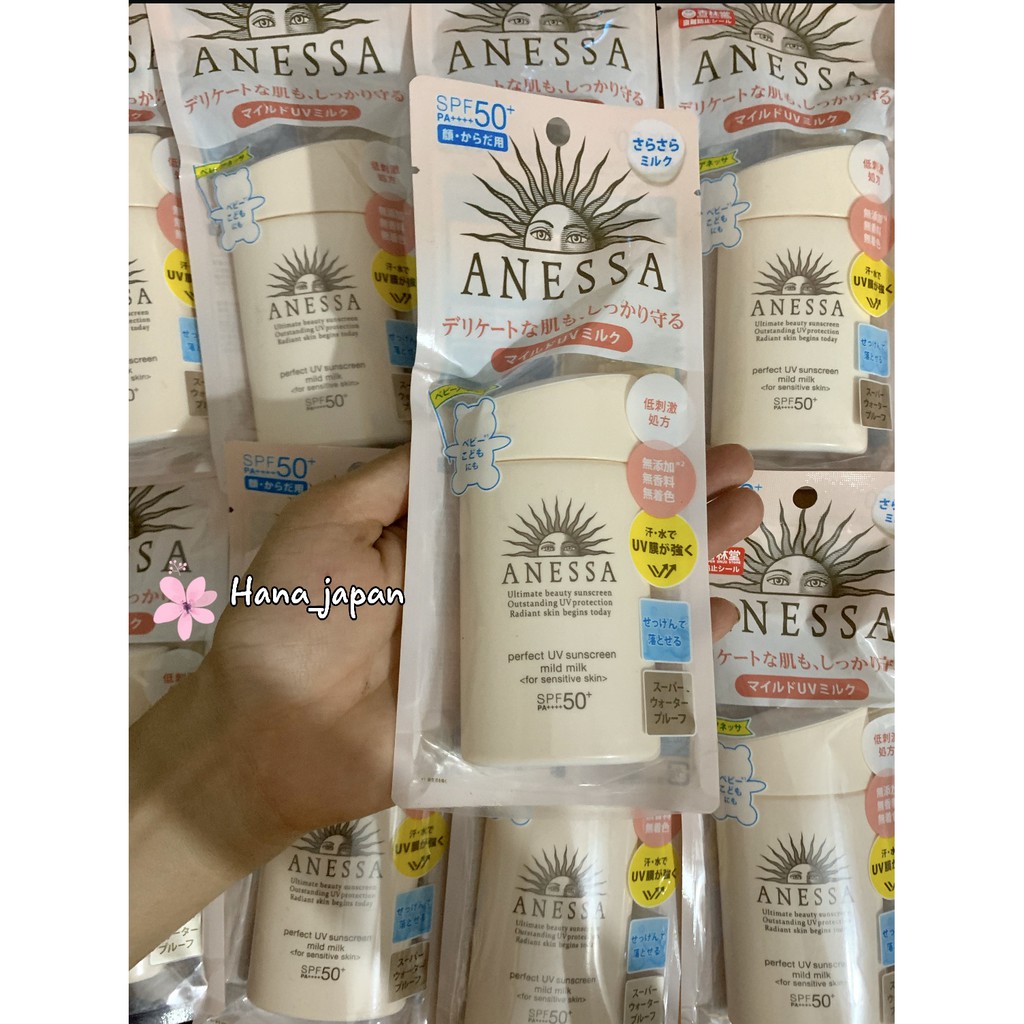 [Mẫu Mới] Sữa Chống Nắng Anessa Perfect UV Sunscreen Dịu Nhẹ Dành Cho Da Nhạy Cảm Spf50+ (60ml) Nội Địa Nhật