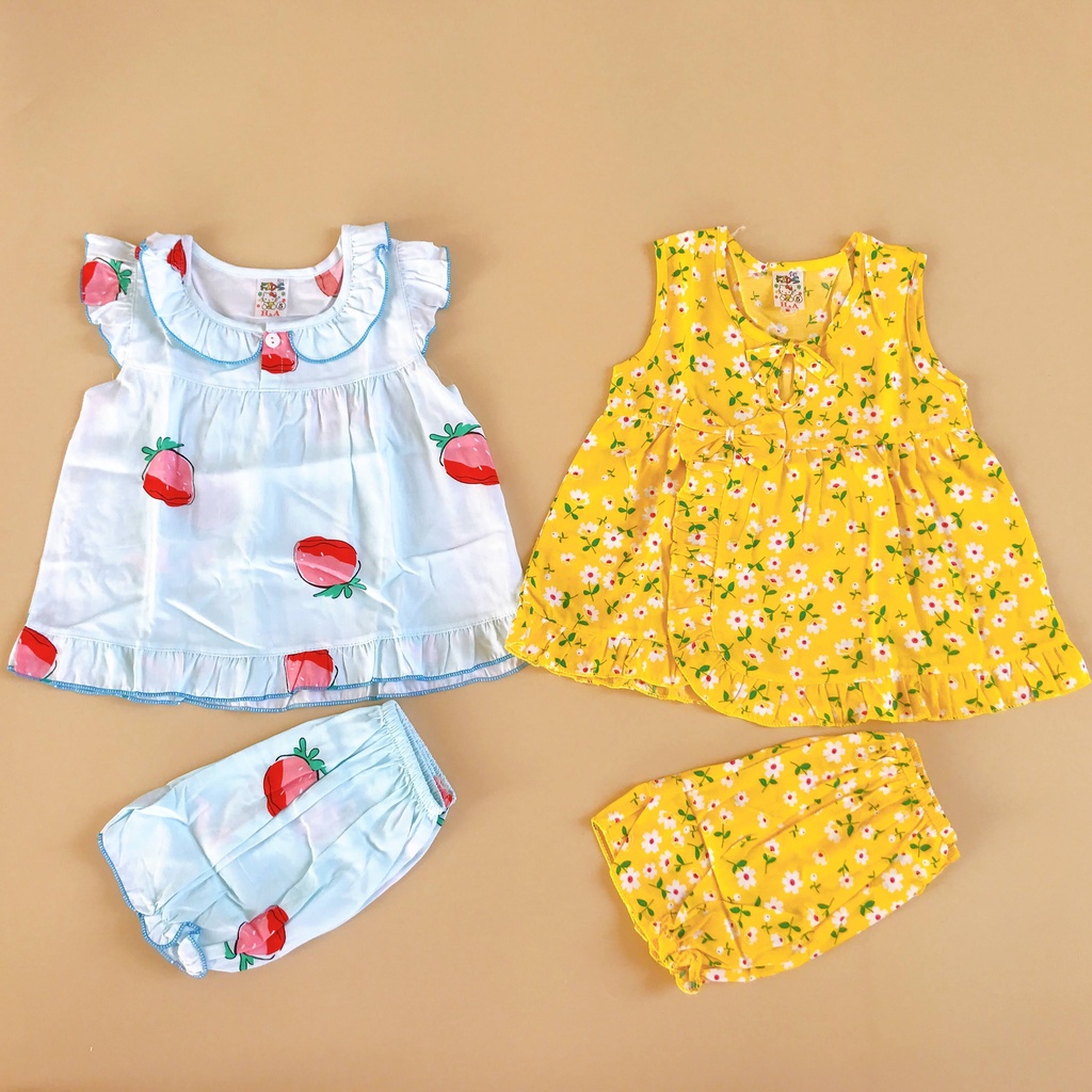 Set 2 bộ tole bé gái, đồ bộ quần áo trẻ em dáng đùi nhiều kiểu size 5-6, cân nặng từ 10-11kg - Nghi Linh Baby