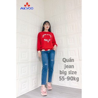 QUẦN JEAN NỮ BIG SIZE AKYO (60KG -100KG) cạp cao , co giãn 04 chiều.