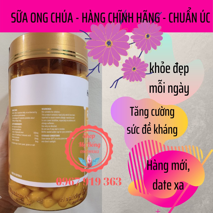 [HÀNG CHÍNH HÃNG] Sữa ong chúa Healthy Care Royal Jelly 1000 365 viên, Đẹp da, Chống lão hóa, Cân bằng nội tiết tố nữ