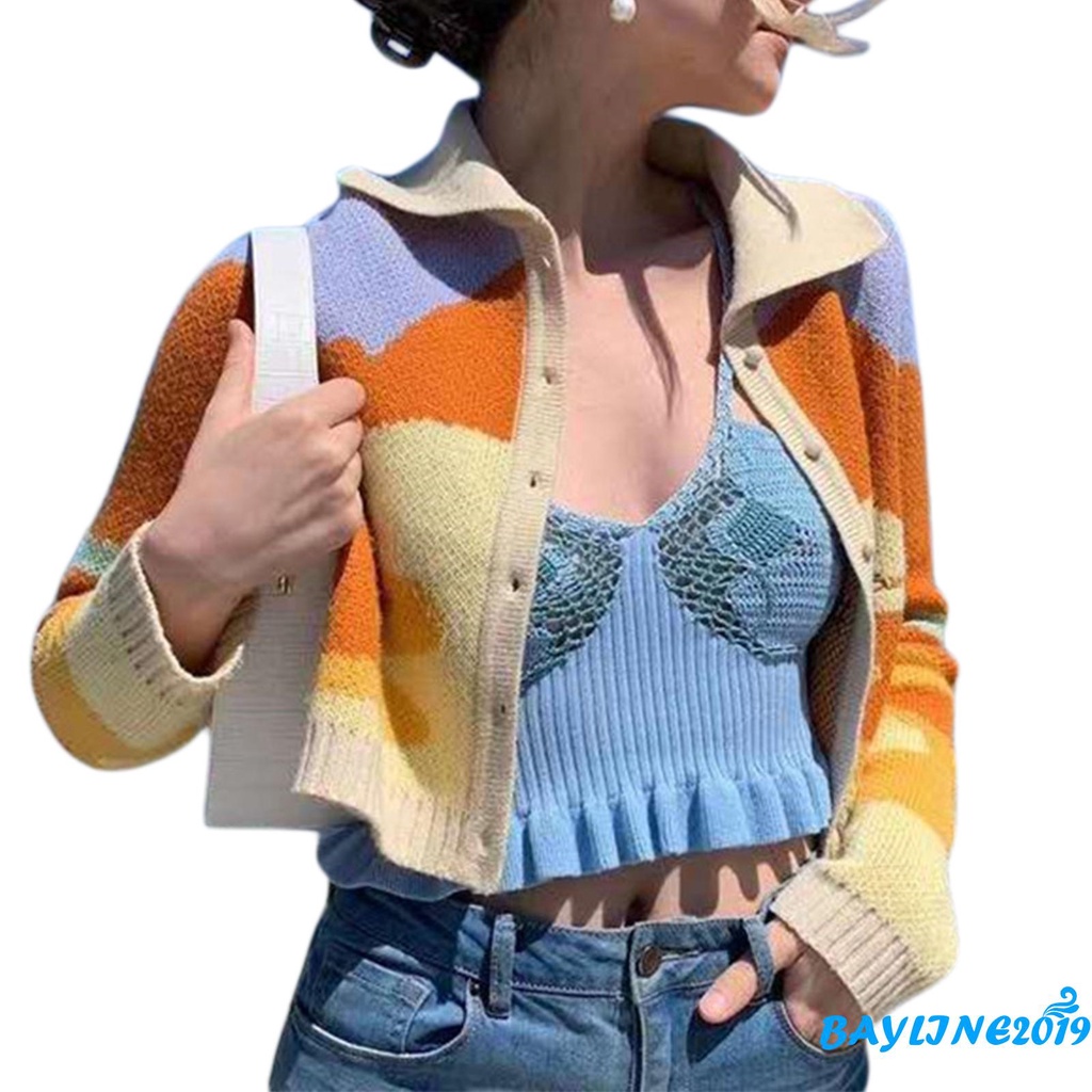 Áo cardigan dệt kim tay dài thêu chữ màu sắc thời trang cho nữ