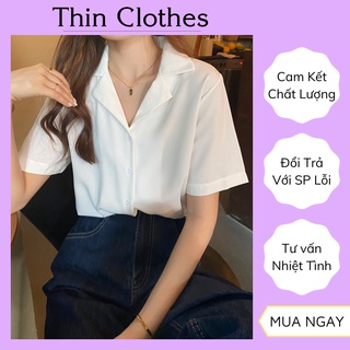 Áo sơ mi ngắn tay cổ Vest vải lụa mềm mại