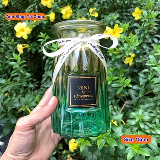 Bình hoa thuỷ tinh múi khế cột nơ trang trí nhà cửa , lọ hoa decor phòng khách phòng ngủ để bàn làm việc