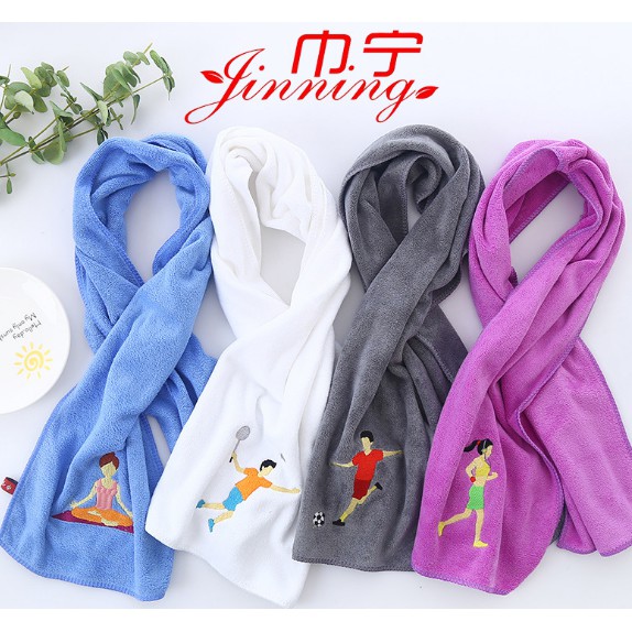 Khăn cotton thể thao lau thấm mồ hôi thêu hình cô gái tập yoga