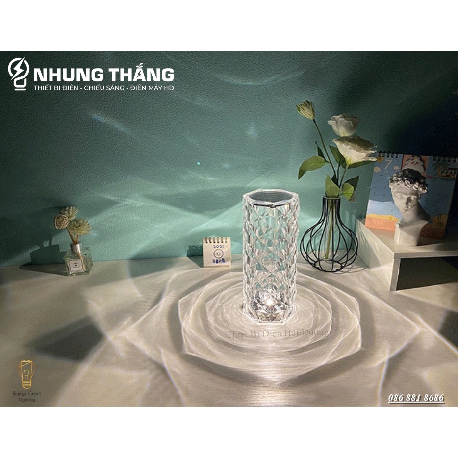 Đèn Bàn Pha Lê Cảm Ứng DB-981 - Chuyển Đổi 16 Màu Sắc - Điều Khiển Từ Xa - Decor Trang Trí - Pin Sạc Tích Điện