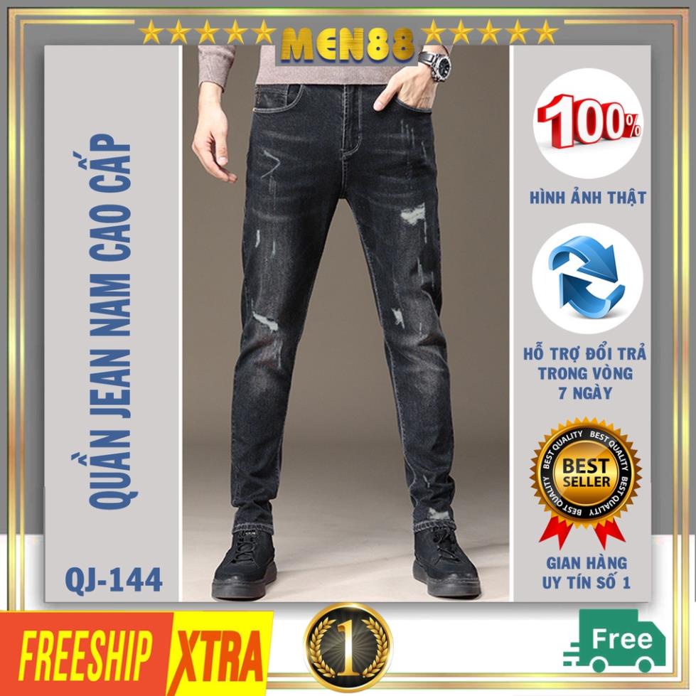 Quần Jean Nam cao cấp đẹp rách gối kiểu Hàn Quốc quần zin nam co giãn tốt QJ-144 * $