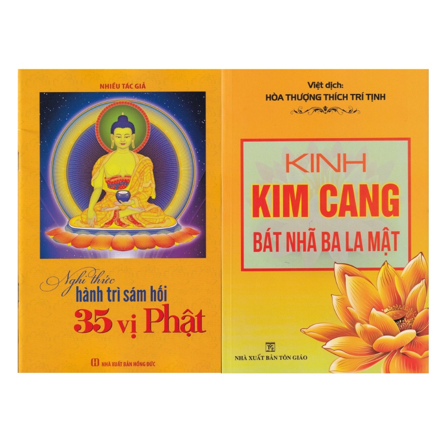 Sách - Combo 2 Quyển : Nghi Thức Hành Trì Sám Hối 35 Vị Phật + Kinh Kim Cang Bát Nhã Ba La Mật