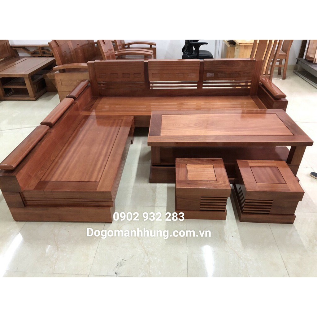 Bộ bàn ghế Sofa góc gỗ xoan đào MS 13,6