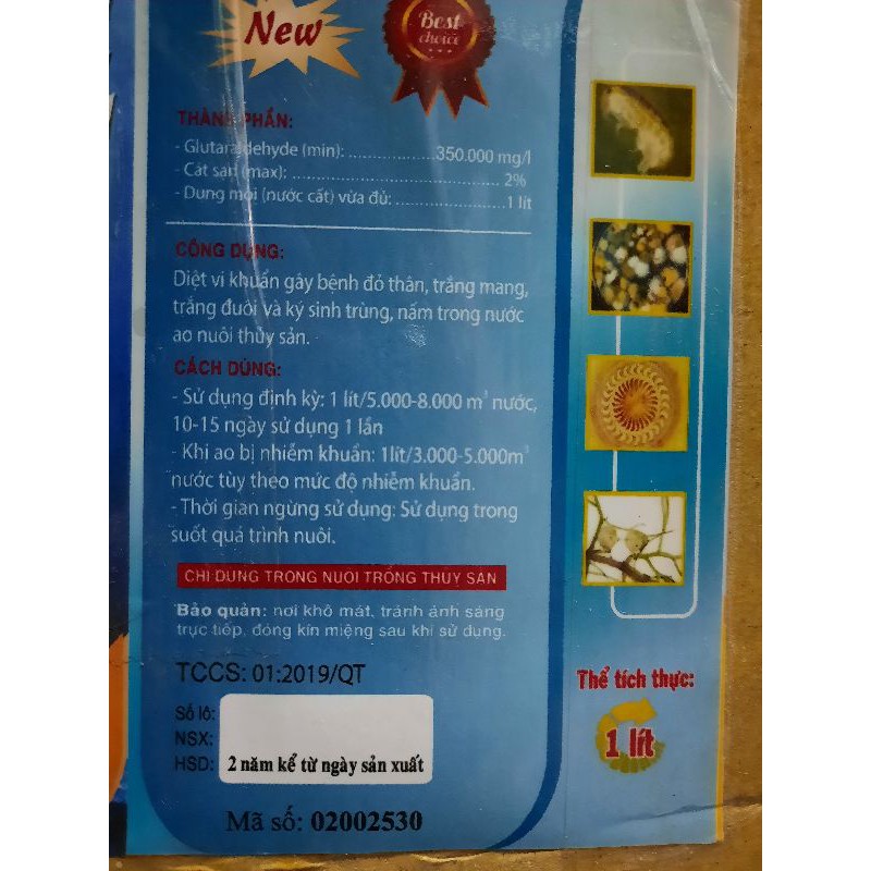 Glutaraldehyte diệt ký sinh trùng, vi khuẩn, nấm, thối đuôi trên cá