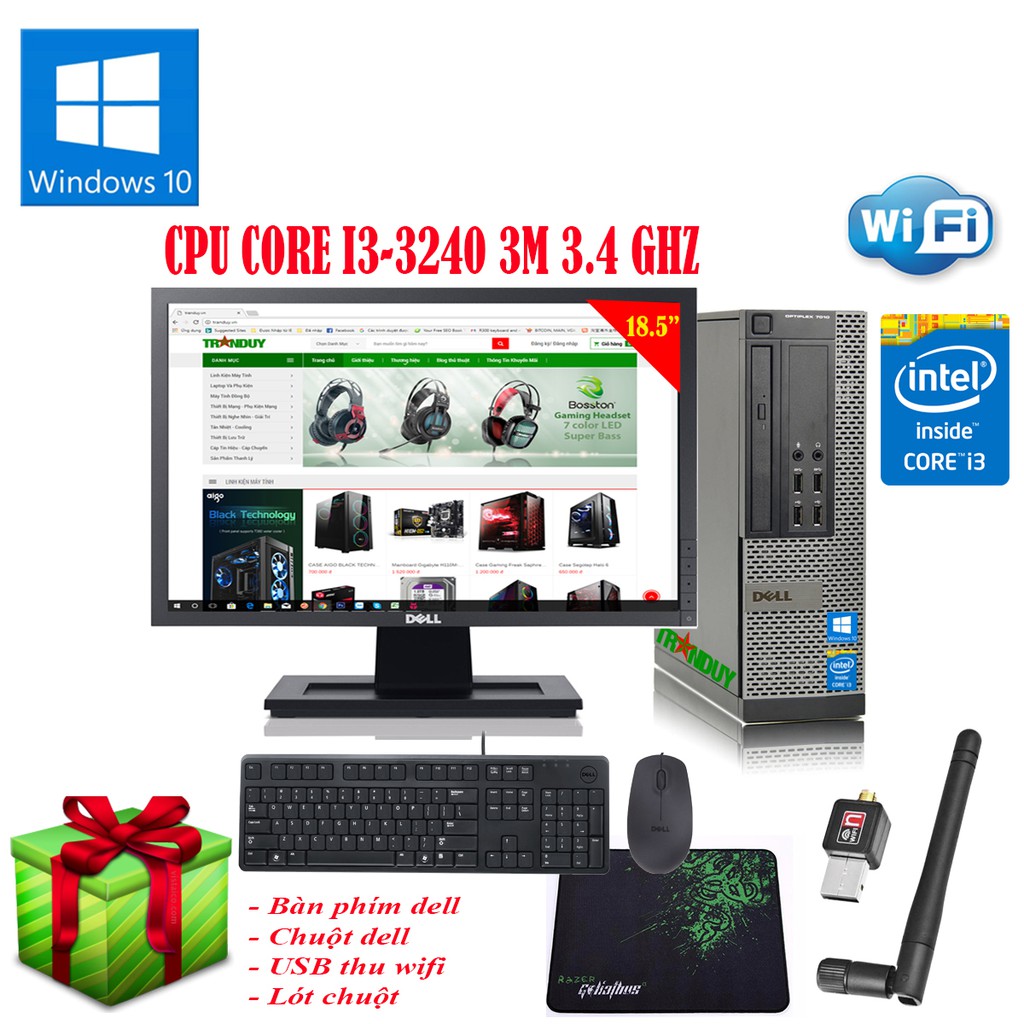 Bộ Máy Tính Bàn Dell Optiplex 3010SFF/Core I3-3240(3M.3.4Ghz,2cores 4 threads)/LCD 19inh Wide FullBox 99%/ BH 24 Tháng