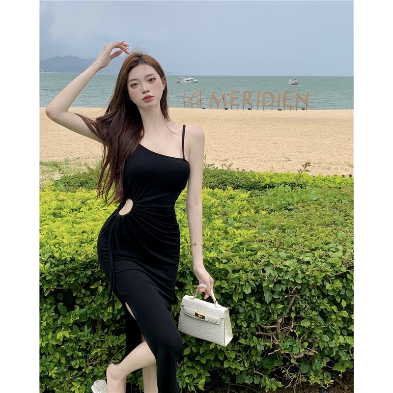 Đầm Hai Dây Ôm Eo Thiết Kế Khoét Lỗ Phong Cách Hàn Quốc Thời Trang Đi Biển Cho Nữ