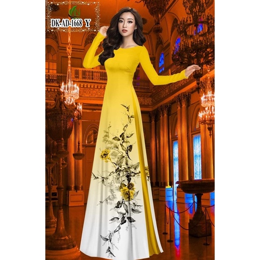 Vải áo dài in hoa 3D đẹp LN