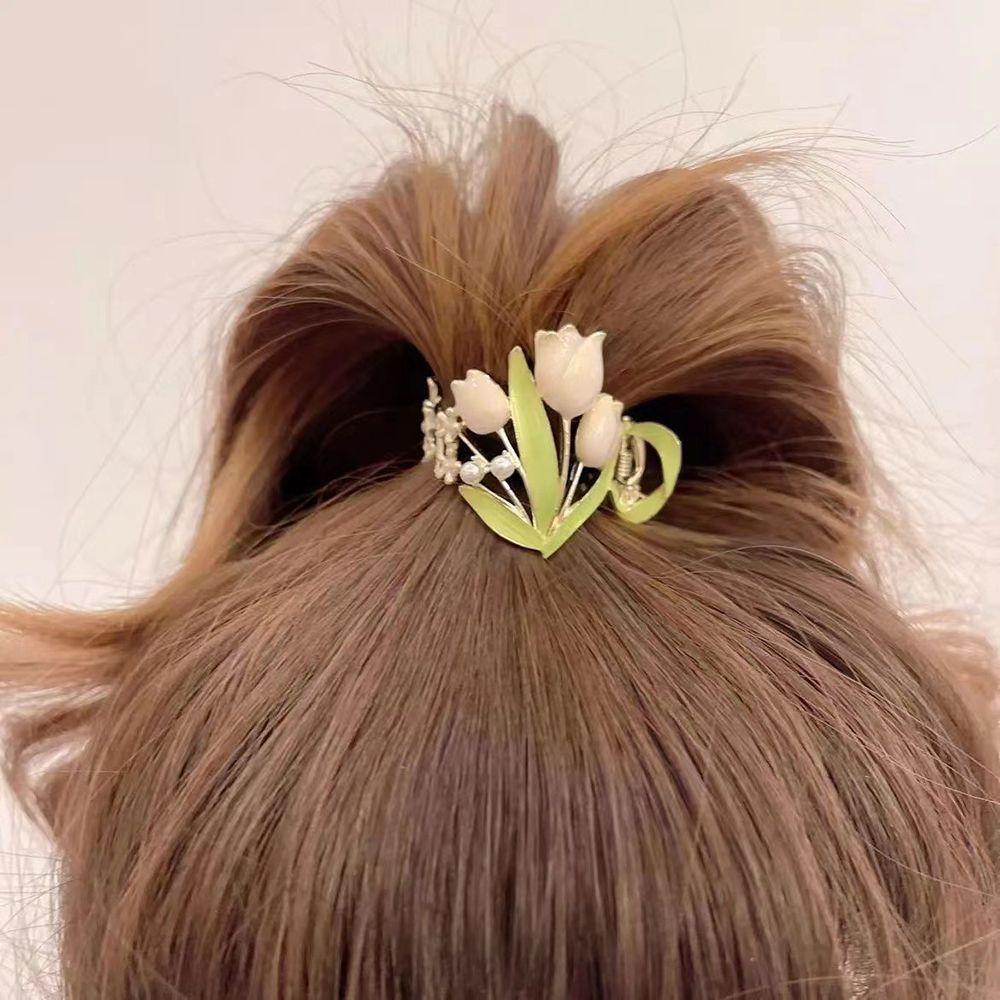 Kẹp Tóc Đuôi Ngựa Cố Định Hình Hoa Tulip Phong Cách Hàn Quốc Cho Nữ