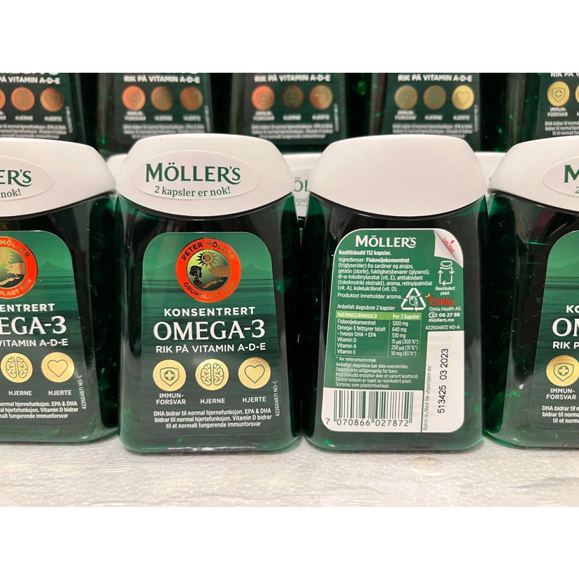 Dầu gan cá tuyết Omega 3 DHA Moller's Tran 112v nội địa chính hãng