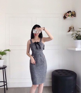 Đầm body bố hai dây