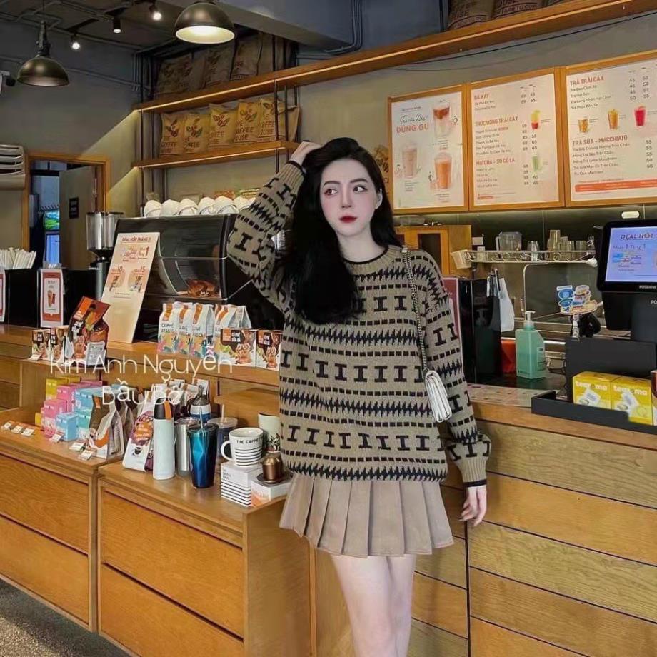 Áo len thổ cẩm nữ, áo len from rộng tay dài chất len cực dày cổ tròn phom chuẩn dễ mặc dễ phối đồ siêu phẩm về làng | BigBuy360 - bigbuy360.vn