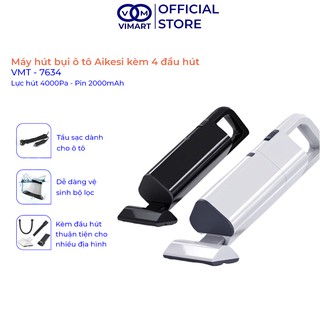 Máy hút bụi ô tô Aikesi [Sẵn Hàng] máy hút bụi mini cầm tay chính hãng lực hút 4000Pa Kèm 4 đầu hút_Vimart