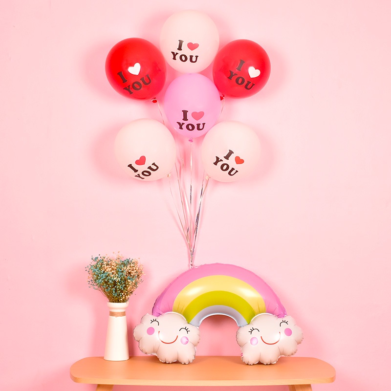 Set 10 Bong Bóng 12 inch Bằng Cao Su In Chữ LOVE Trang Trí Sự Kiện Đa Ứng Dụng