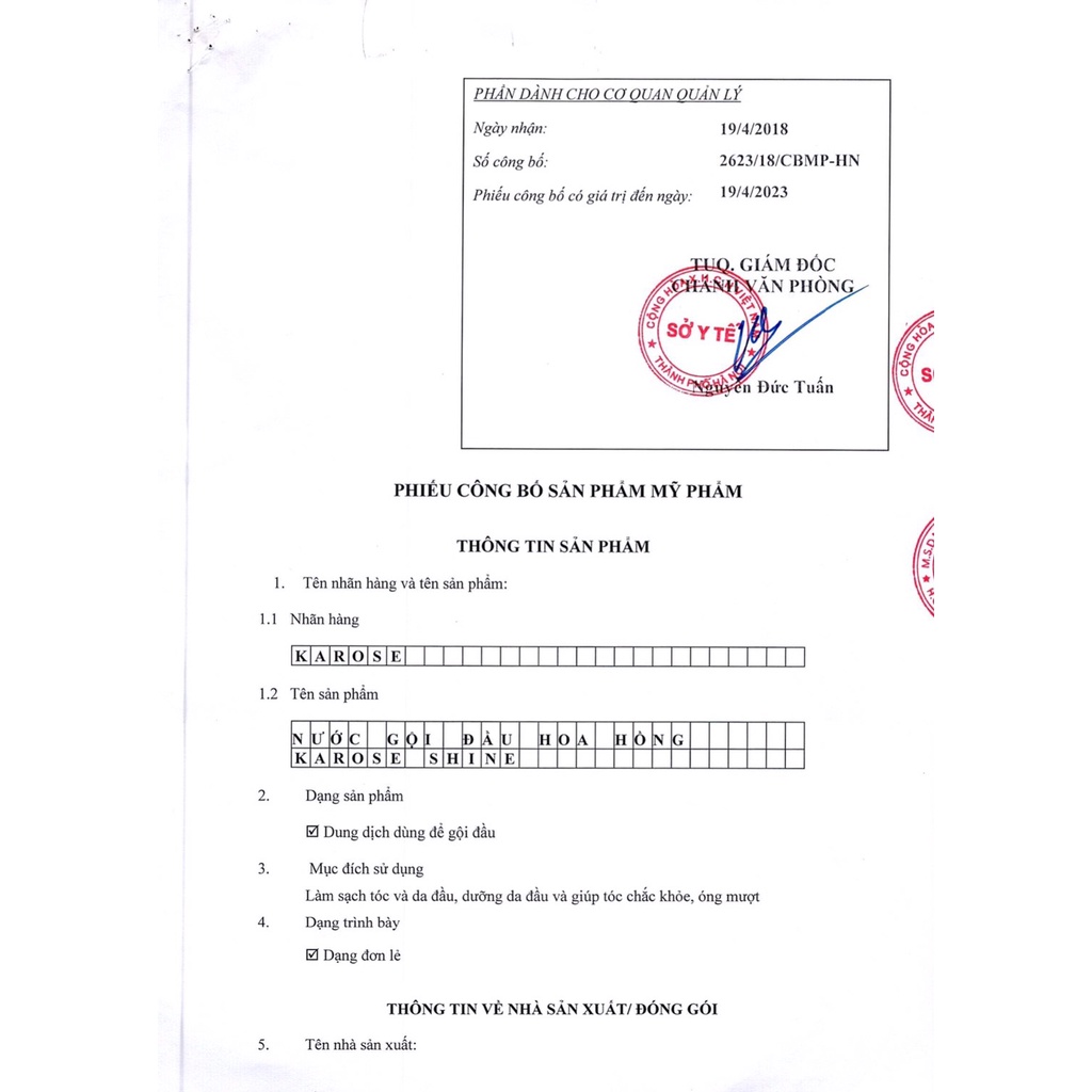 Nước Gội Đầu Bồ Kết - Hoa Hồng Karose Shine 500ml