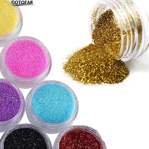 Set 12 hộp bột kim tuyến trang trí móng tay
