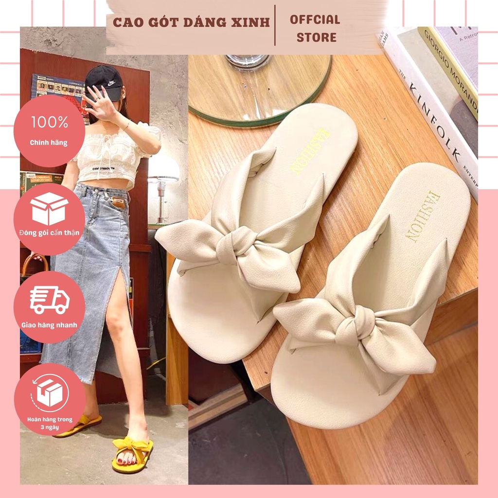 Dép Quai Ngang Thắt Nơ Thỏ Xinh Xắn