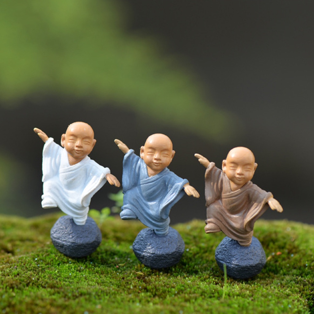 [Hot]❋ Bộ 4 Tượng Chú Tiểu Hoạt Hình Dễ Thương Dùng Trang Trí