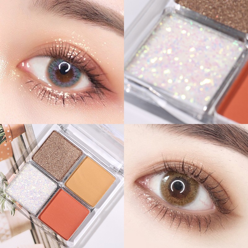 (Bán Buôn Sỉ)Bảng Phấn Mắt Nhũ 4 Ô Lameila Pumpkin Wine Red Cool Barbie